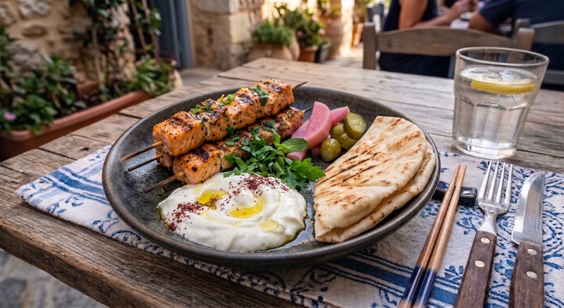 Lebanese Souvlaki with Salmon Fillet